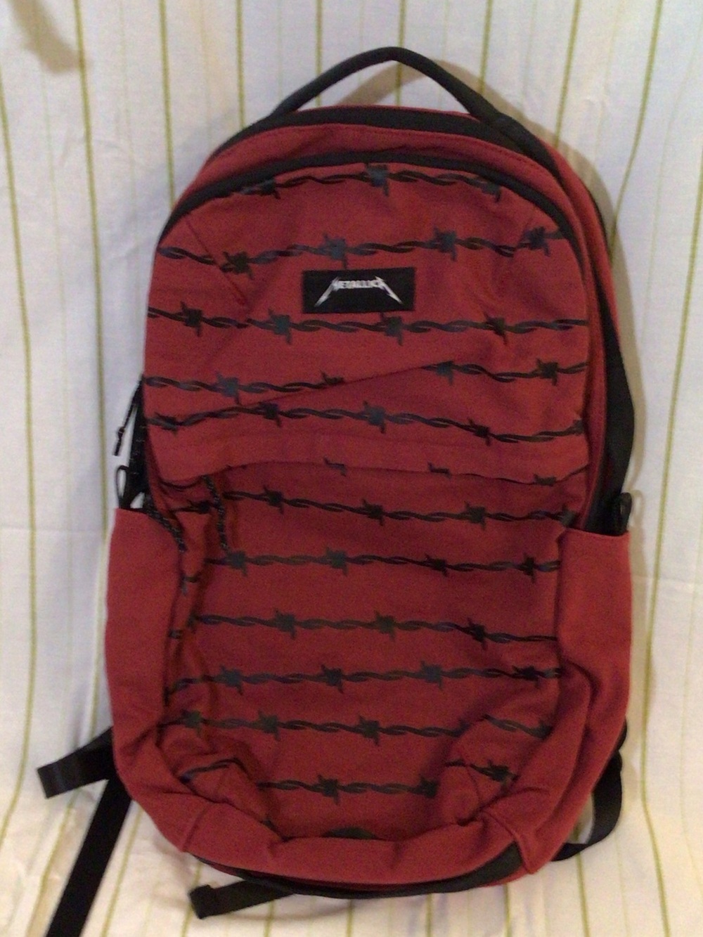 Metallica Red Barbed-Wire Pattern Backpack for Men